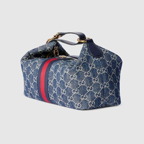 Medium Vanity Top Handle Luxury Handbag With Canvas And Leather Trim