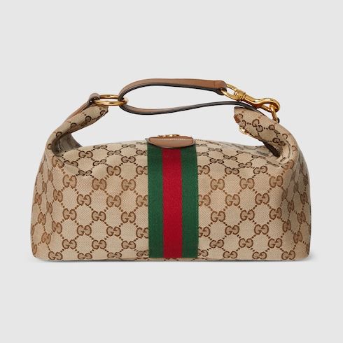 Medium Vanity Top Handle Luxury Handbag With GG Canvas And Leather Trim