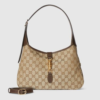 Medium Jackie Luxury Handbag With GG Canvas And Piston Closure