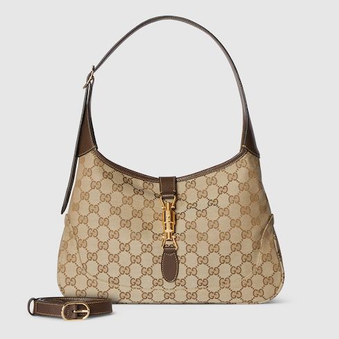 Medium Jackie Luxury Handbag With GG Canvas And Piston Closure