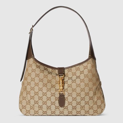 Medium Jackie Luxury Handbag With GG Canvas And Piston Closure