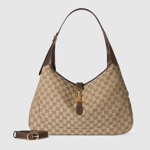 Large Crossbody Luxury Handbag With GG Canvas And Piston Closure