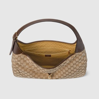 Large Crossbody Luxury Handbag With GG Canvas And Piston Closure