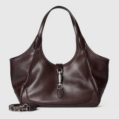 Small Mercato Designer Shoulder Tote With Soft Leather And Piston Closure