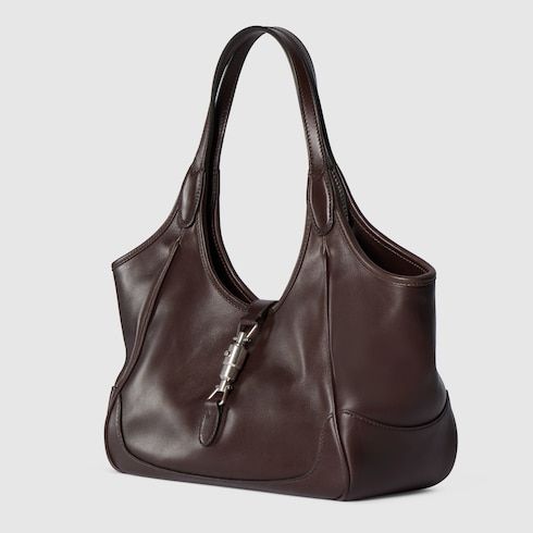 Small Mercato Designer Shoulder Tote With Soft Leather And Piston Closure