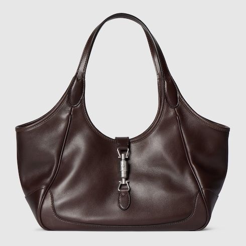 Small Mercato Designer Shoulder Tote With Soft Leather And Piston Closure