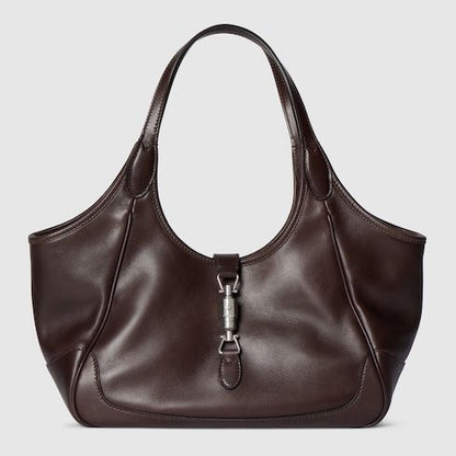 Small Mercato Designer Shoulder Tote With Soft Leather And Piston Closure