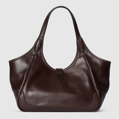 Small Mercato Designer Shoulder Tote With Soft Leather And Piston Closure