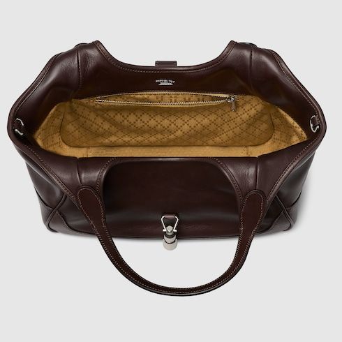 Small Mercato Designer Shoulder Tote With Soft Leather And Piston Closure