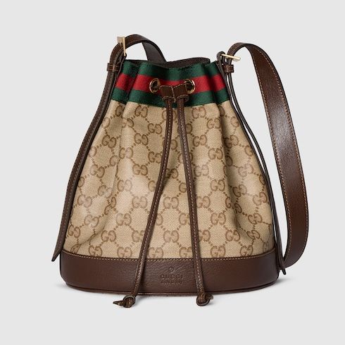 Small Bucket Luxury Handbag GG Coated Canvas Web