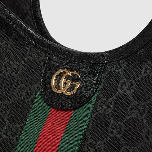 Giglio Small Designer Shoulder Tote With GG Canvas And Leather Trim