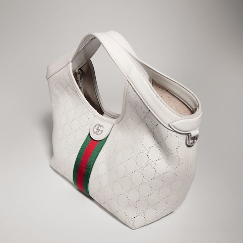 Small Giglio Designer Shoulder Tote With Perforated GG Leather