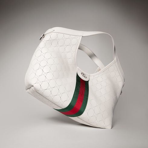 Small Giglio Designer Shoulder Tote With Perforated GG Leather