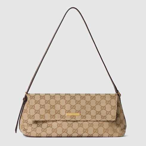 Madison Medium Shoulder Luxury Handbag With GG Canvas And Logo Plaque