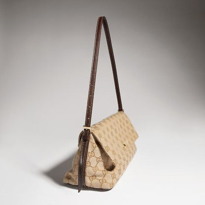 Madison Medium Shoulder Luxury Handbag With GG Canvas And Logo Plaque