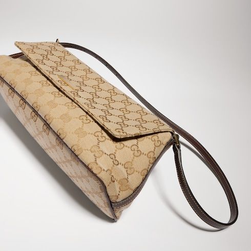 Madison Medium Shoulder Luxury Handbag With GG Canvas And Logo Plaque