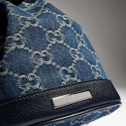Mini Bucket Luxury Handbag With GG Denim And Gucci Plaque