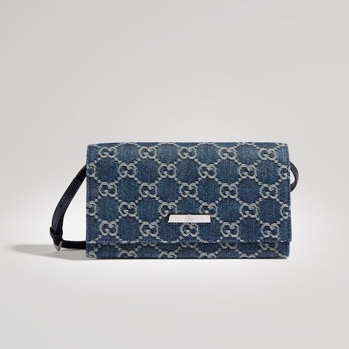 Small Designer Pouch With Strap And Denim