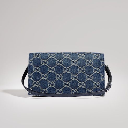 Small Designer Pouch With Strap And Denim