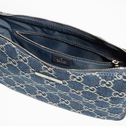 Lady Lunetta Small Shoulder Luxury Handbag GG Denim With Logo Plaque
