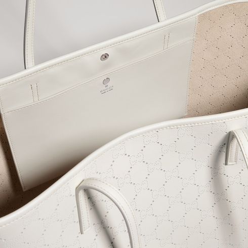 Tribeca Large Designer Shoulder Tote With Perforated GG Leather