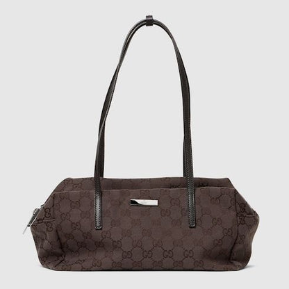 Medium Boston Luxury Handbag With GG Canvas And Web