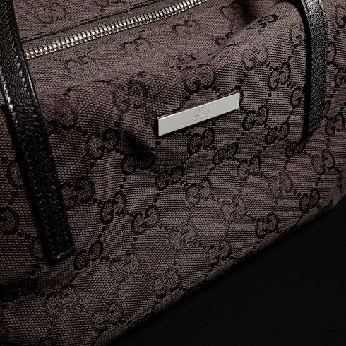 Medium Boston Luxury Handbag With GG Canvas And Web