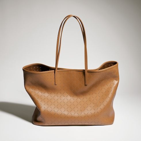 Large Designer Shoulder Tote With Perforated GG Leather