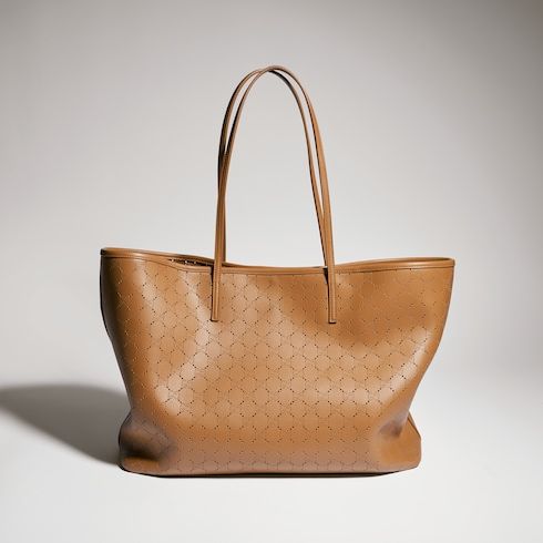 Large Designer Shoulder Tote With Perforated GG Leather