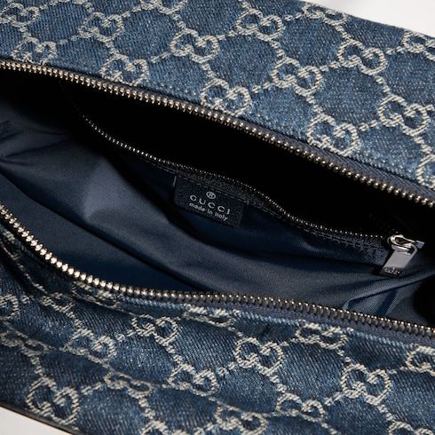 Medium Boston Luxury Handbag With GG Denim And Web
