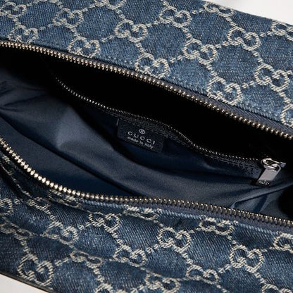 Medium Boston Luxury Handbag With GG Denim And Web