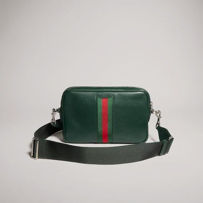 Small Crossbody Luxury Handbag With Leather And Web Intarsia