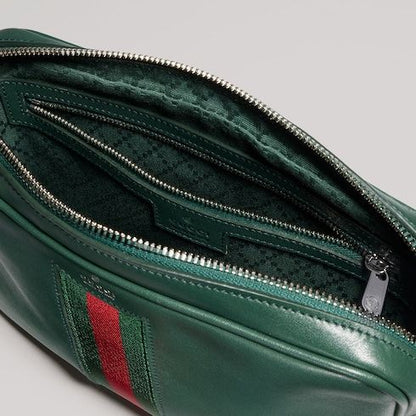 Small Crossbody Luxury Handbag With Leather And Web Intarsia
