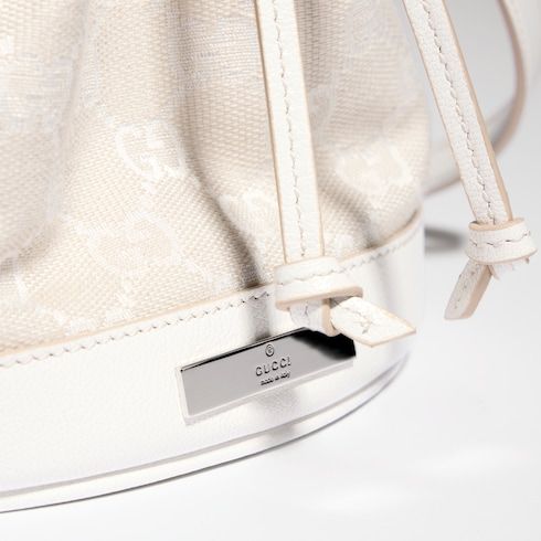 Mini Bucket Luxury Handbag With GG Denim And Logo Plaque