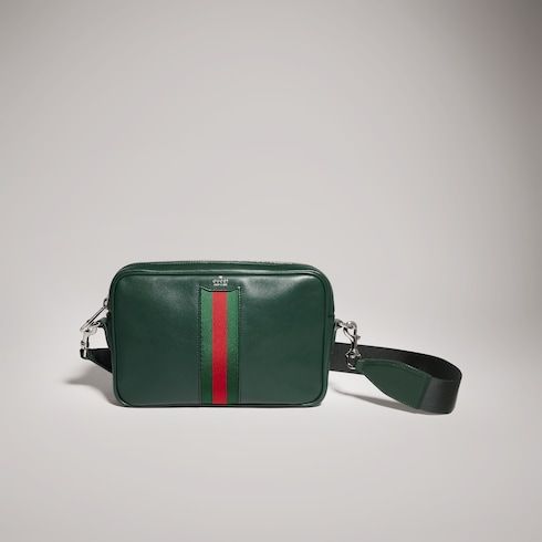 Small Crossbody Luxury Handbag With Leather And Web Intarsia