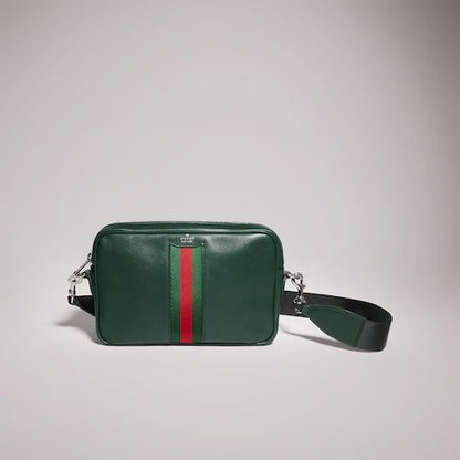 Small Crossbody Luxury Handbag With Leather And Web Intarsia