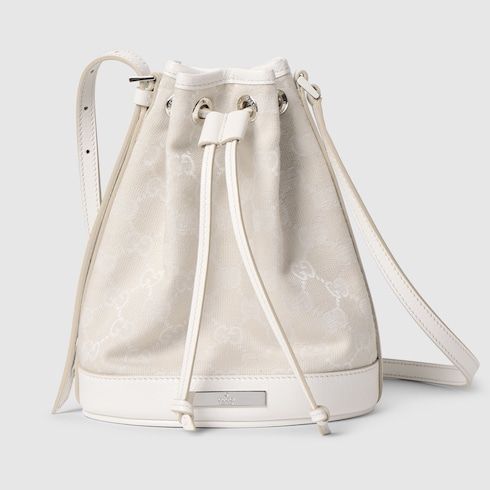 Mini Bucket Luxury Handbag With GG Denim And Logo Plaque