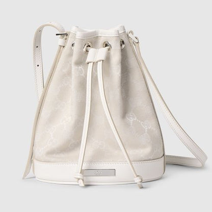 Mini Bucket Luxury Handbag With GG Denim And Logo Plaque