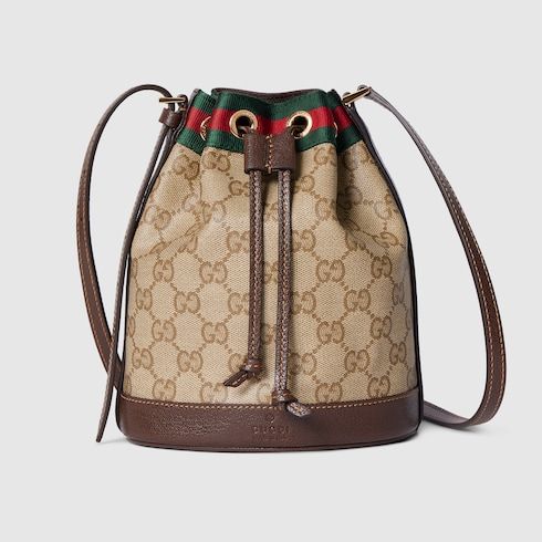 Mini Bucket Luxury Handbag With Web GG Coated Canvas