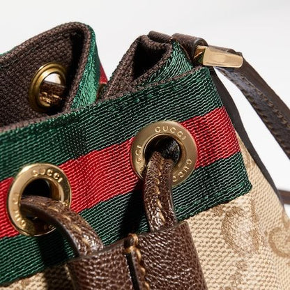 Mini Bucket Luxury Handbag With Web GG Coated Canvas