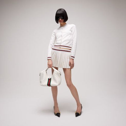 Small Giglio Designer Shoulder Tote With Perforated GG Leather
