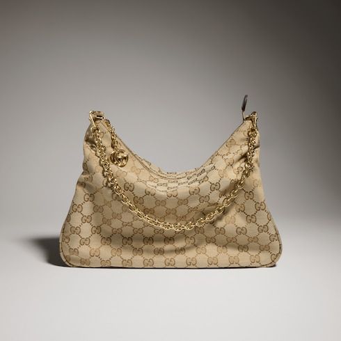 Lady Lunetta Chain Medium Shoulder Luxury Handbag With GG Coated Canvas