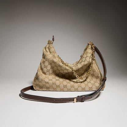 Lady Lunetta Chain Medium Shoulder Luxury Handbag With GG Coated Canvas