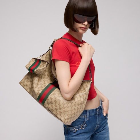 Large Shoulder Luxury Handbag With Web