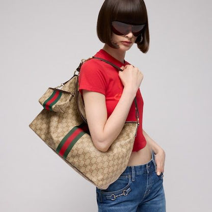 Large Shoulder Luxury Handbag With Web