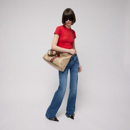 Large Shoulder Luxury Handbag With Web