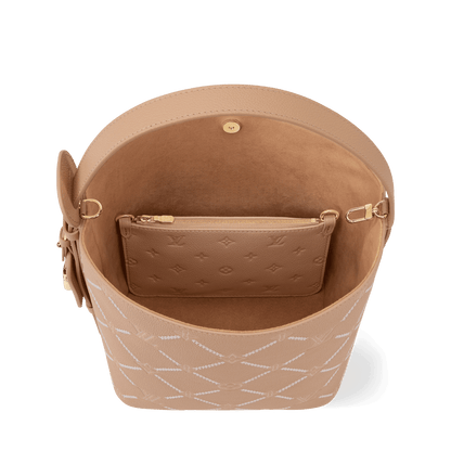 All In MM Hazelnut Couture Monogram Empreinte Leather Bucket Bag M28524