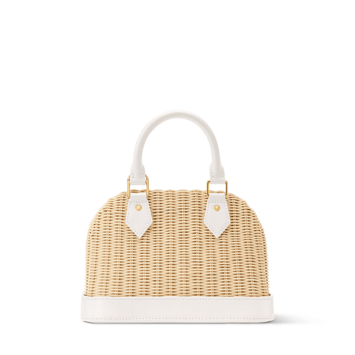Alma BB Off White Wicker Karung Leather Handbag