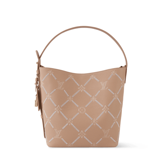 All In MM Hazelnut Couture Monogram Empreinte Leather Bucket Bag M28524