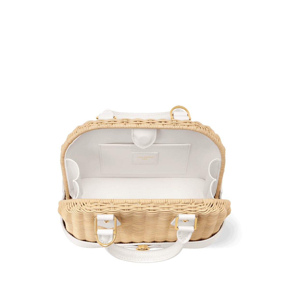Alma BB Off White Wicker Karung Leather Handbag